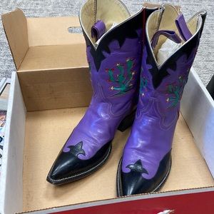 Vintage Rocketbuster Boots - Purple with Cactus design - Sz 9 1/2